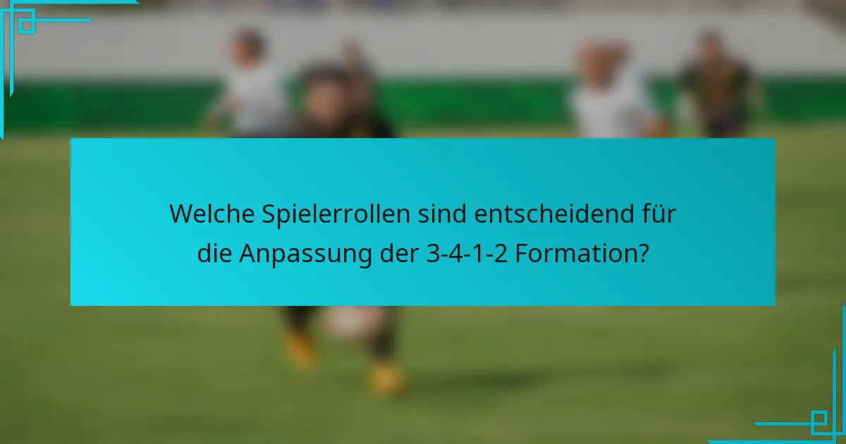 Welche Spielerrollen sind entscheidend für die Anpassung der 3-4-1-2 Formation?