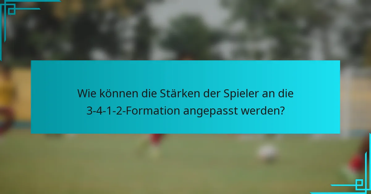 Wie können die Stärken der Spieler an die 3-4-1-2-Formation angepasst werden?