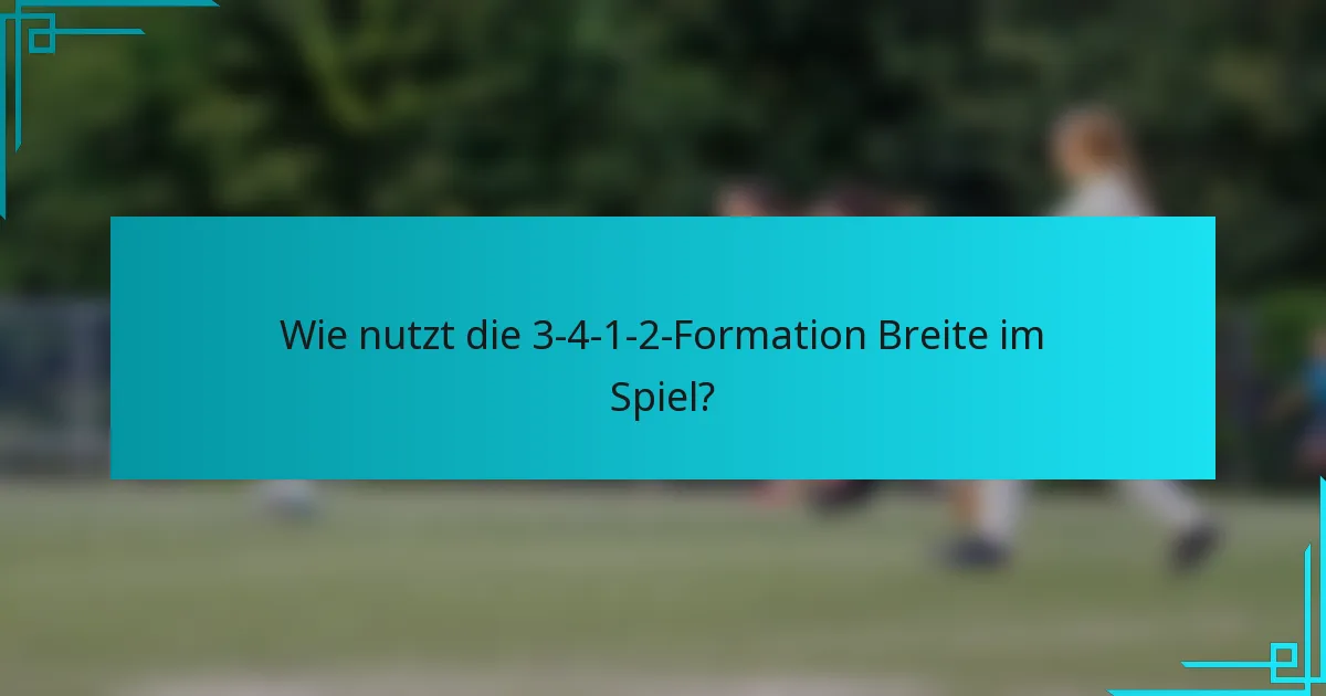 Wie nutzt die 3-4-1-2-Formation Breite im Spiel?